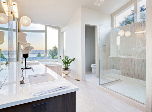 Arctic White Quartz Bathroom Countertop