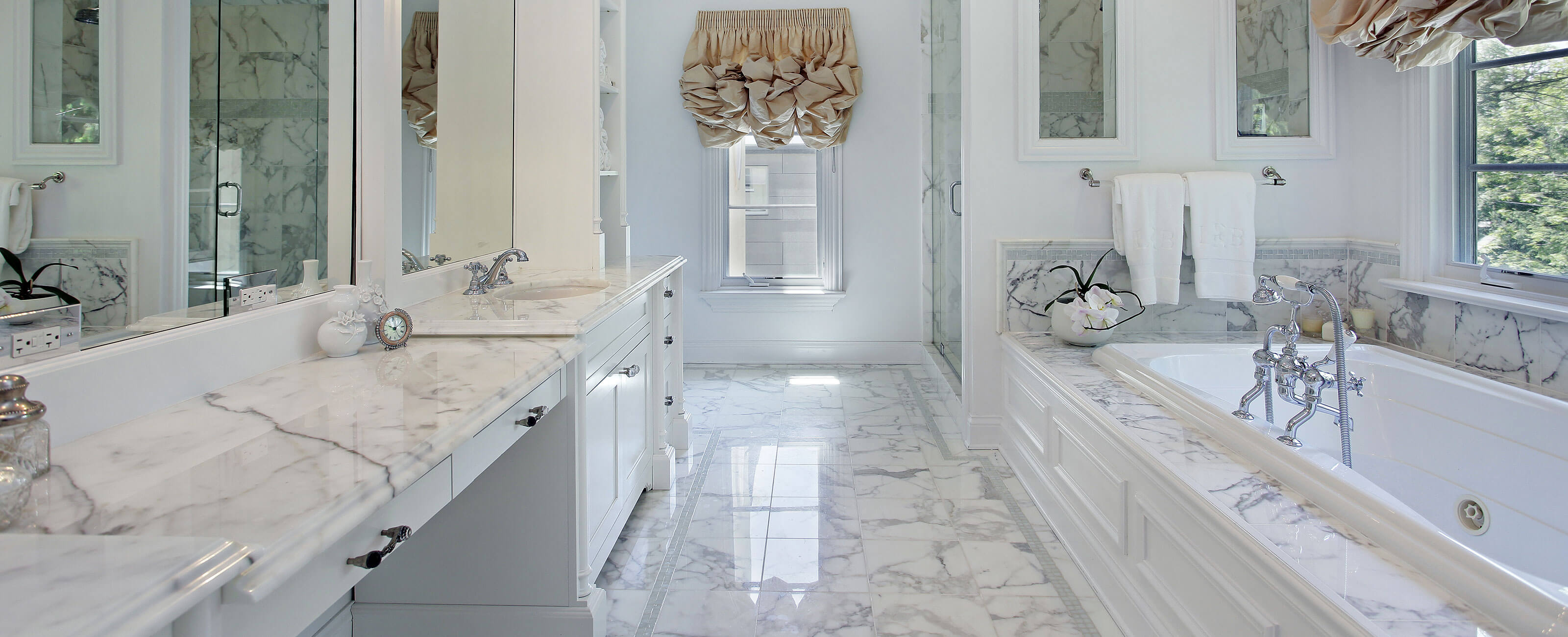 White Marble Countertop Floor Bathroom Great Lakes Granite