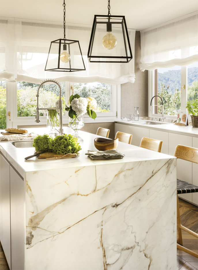 Porcelain Kitchen Waterfall Island