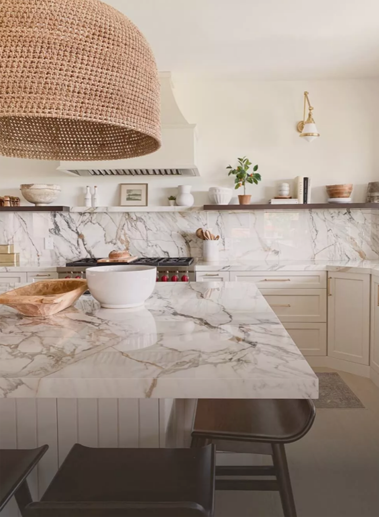 Porcelain Kitchen Island, Countertop and Backsplash