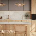 Golden Sky Quartz Kitchen Island