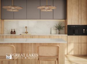 Golden Sky Quartz Kitchen Island